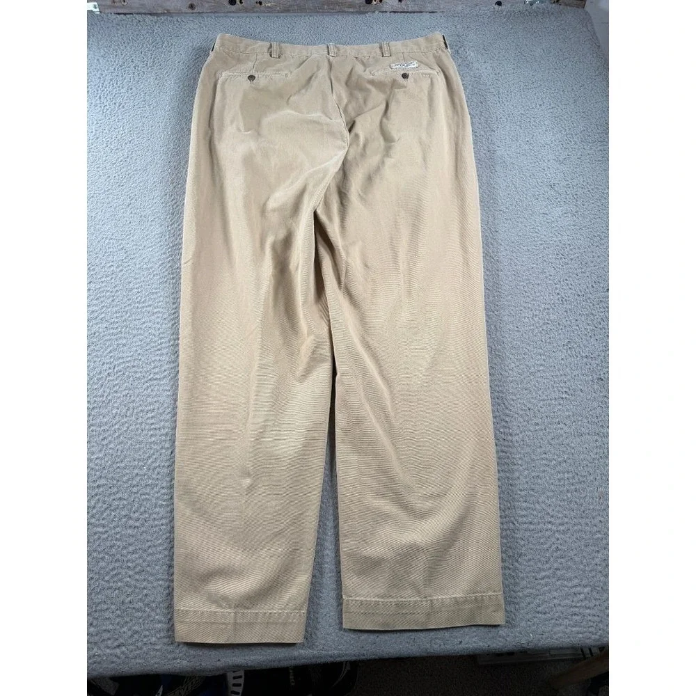 Polo Ralph Lauren Andrew Pant Mens 36x30 Khaki Pleated Cuffed Chino Pants Cotton